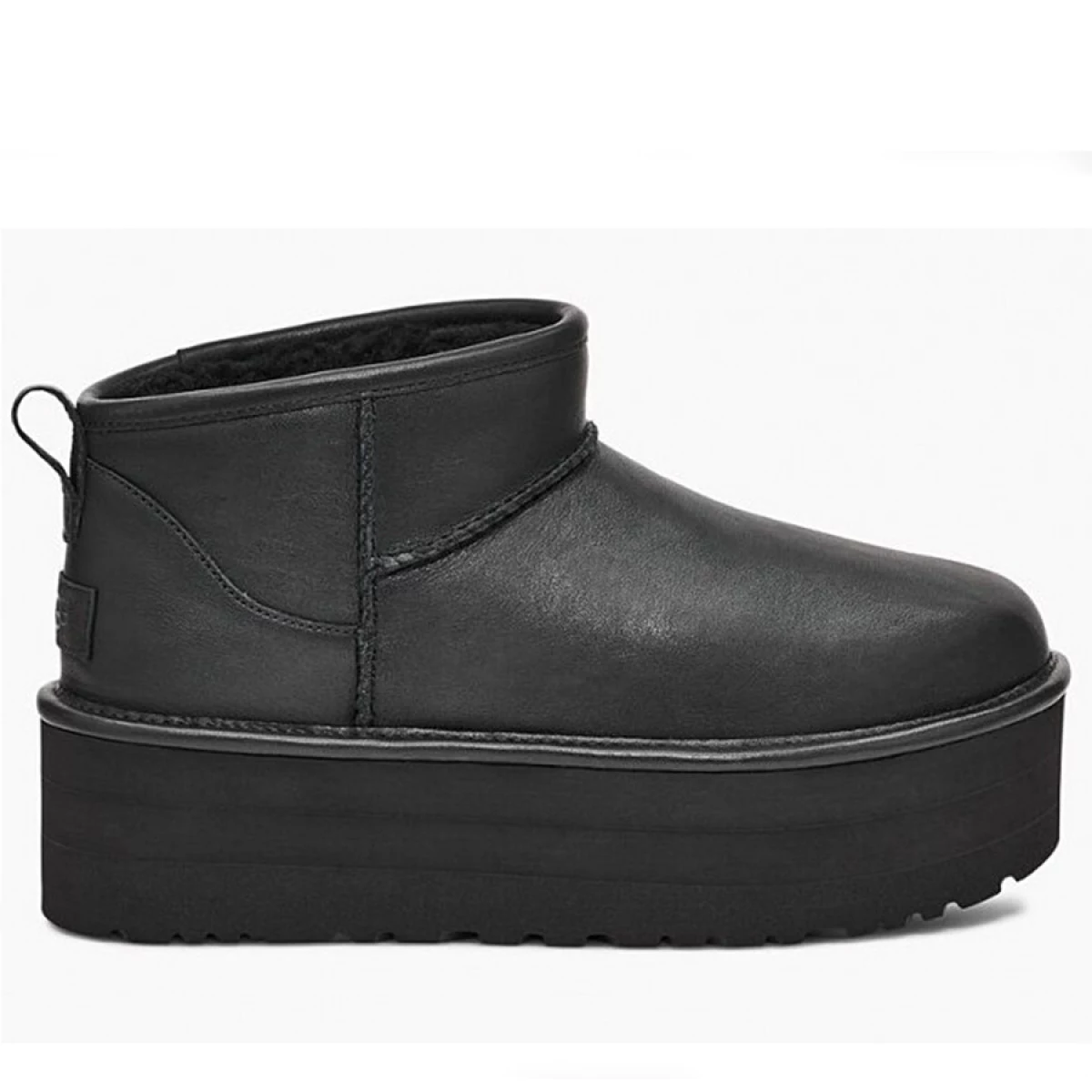 UGG Classic Ultra Mini Platform Leather Black — фото 2