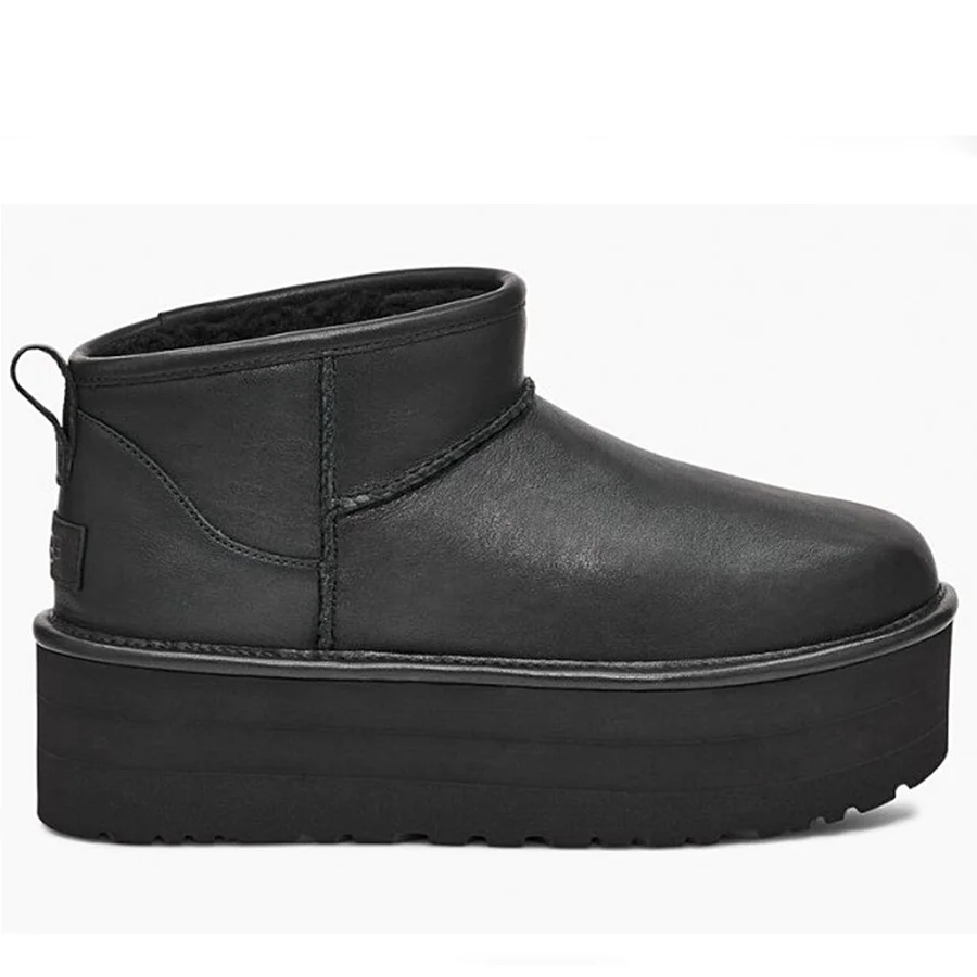 UGG Classic Ultra Mini Platform Leather Black в цвете Черный